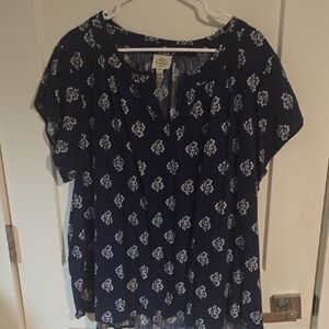 St. John's Bay Dark Blue Floral Blouse